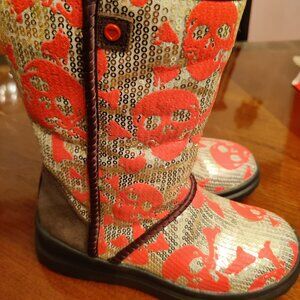 Youth UGG Bright Pink Skull Sequin Boot